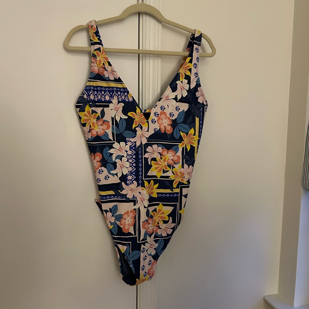 V-Neck One-Piece Swimsuit with built in bra